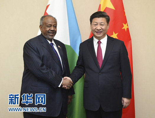 12月3日，國家主席習(xí)近平在約翰內(nèi)斯堡會(huì)見吉布提總統(tǒng)蓋萊。新華社記者 謝環(huán)馳 攝 

